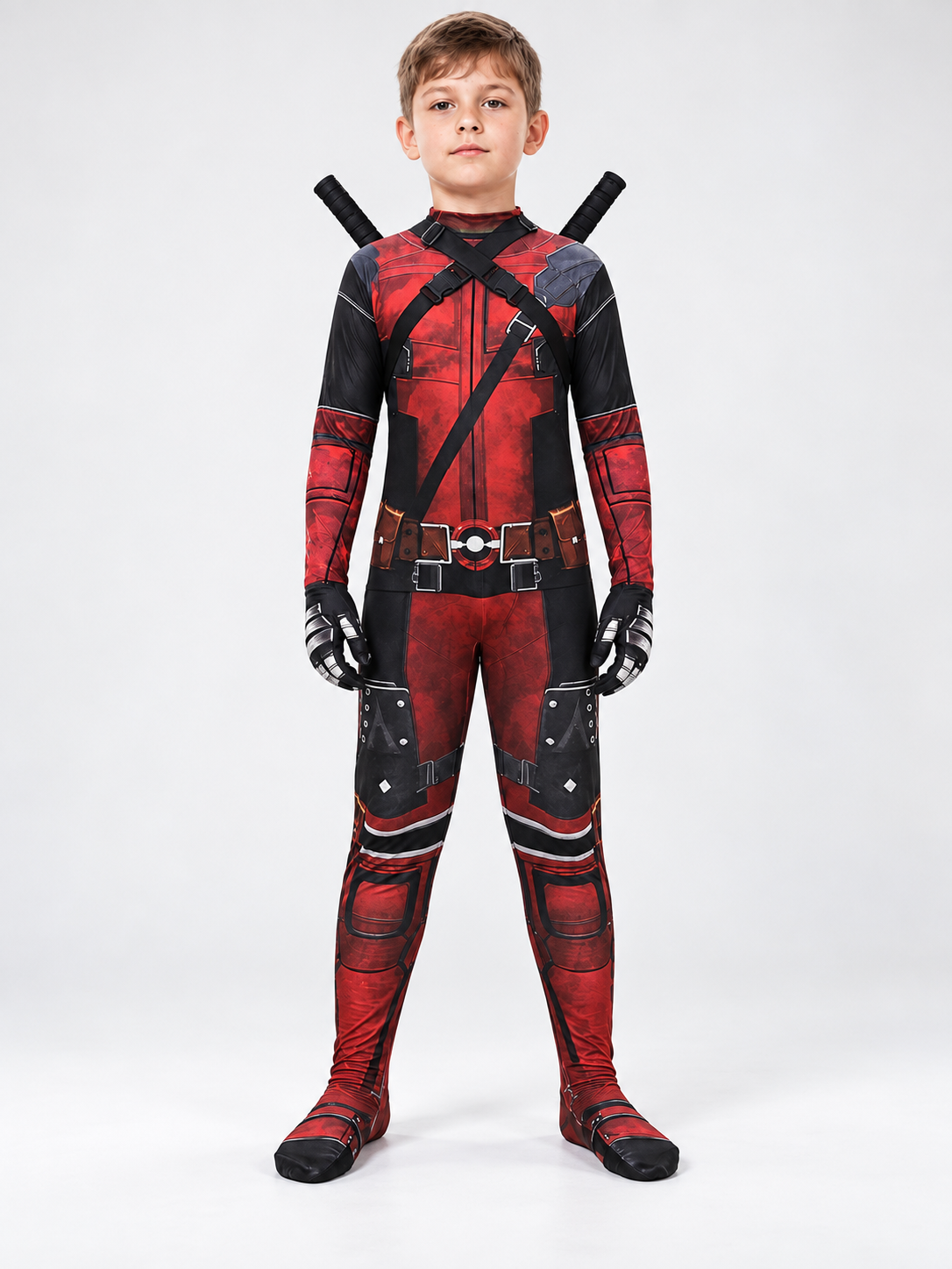 Red and Black Superhero Cosplay Costume with Mask