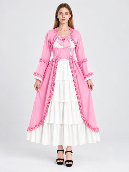 Long Dress with Bows, Ruffles, and a White Tiered Skirt size guide