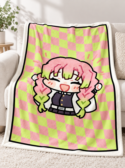 Plaid Flannel Blanket with Anime Print size guide