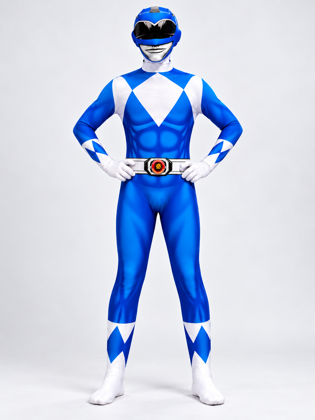 Blue Cosplay Costume Jumpsuit with White Inserts