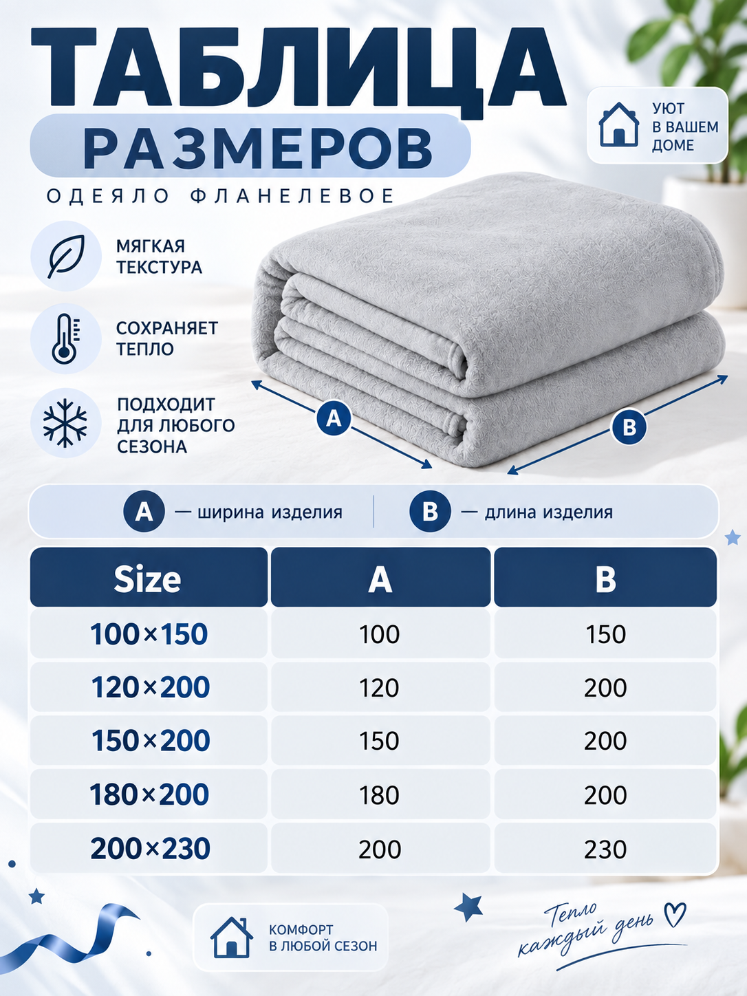 Silver-gray polyester blanket with bound edges