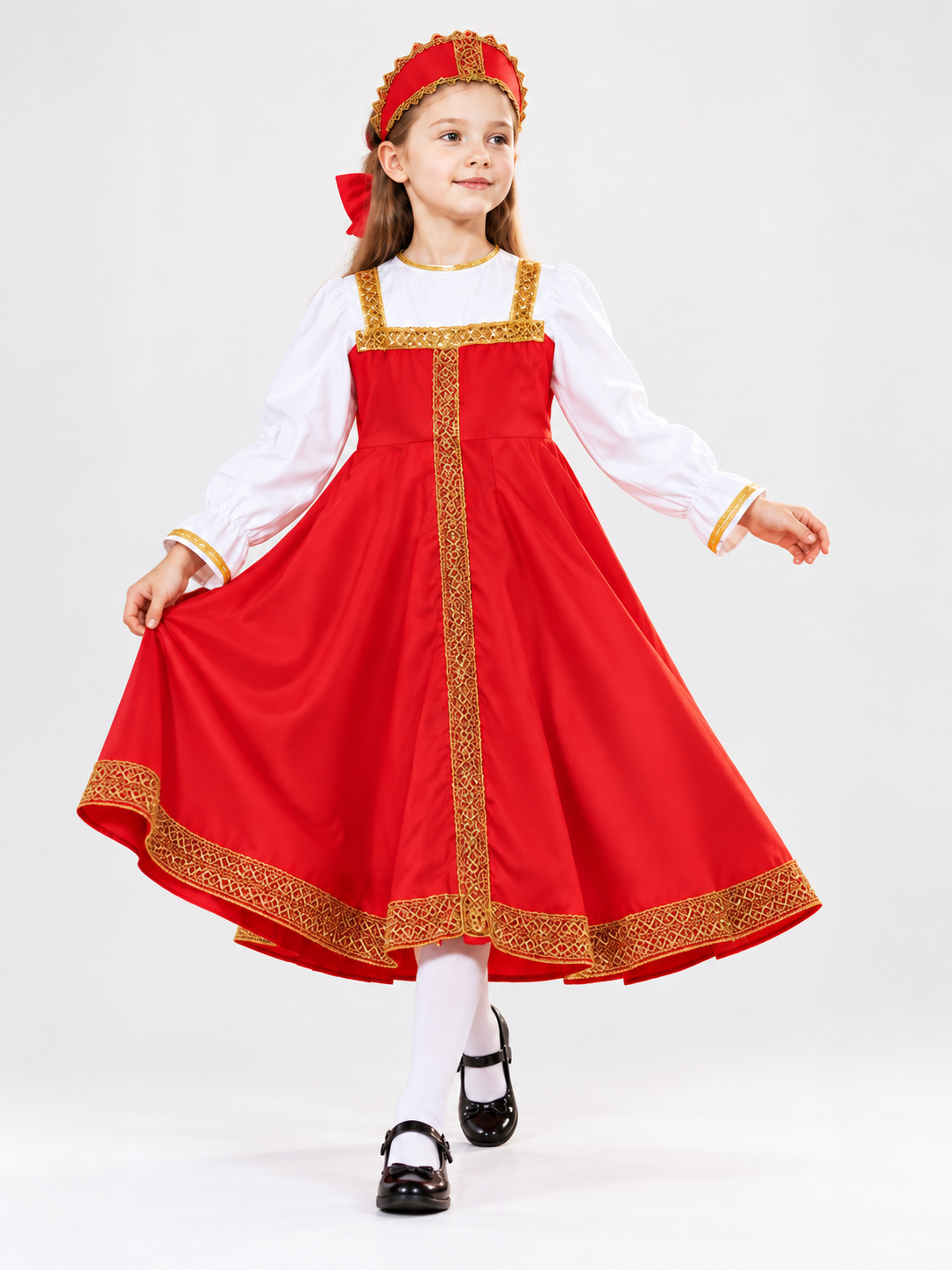 Stage Costume with Red Dress and Headpiece size guide