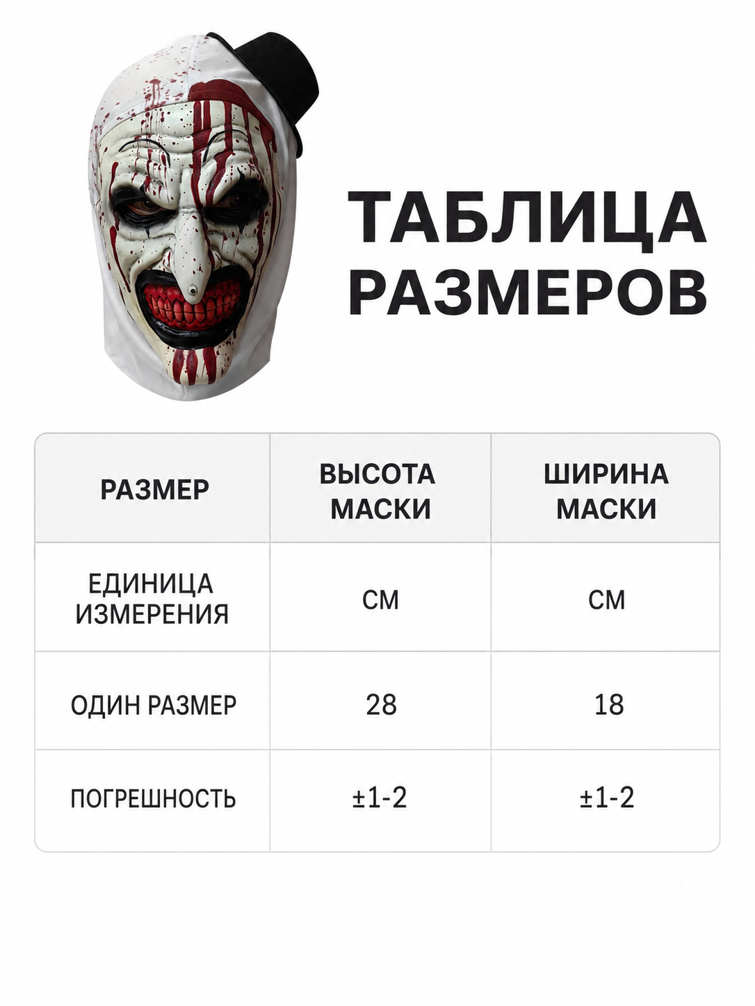Hooded Clown Mask, Bloody Halloween Makeup
