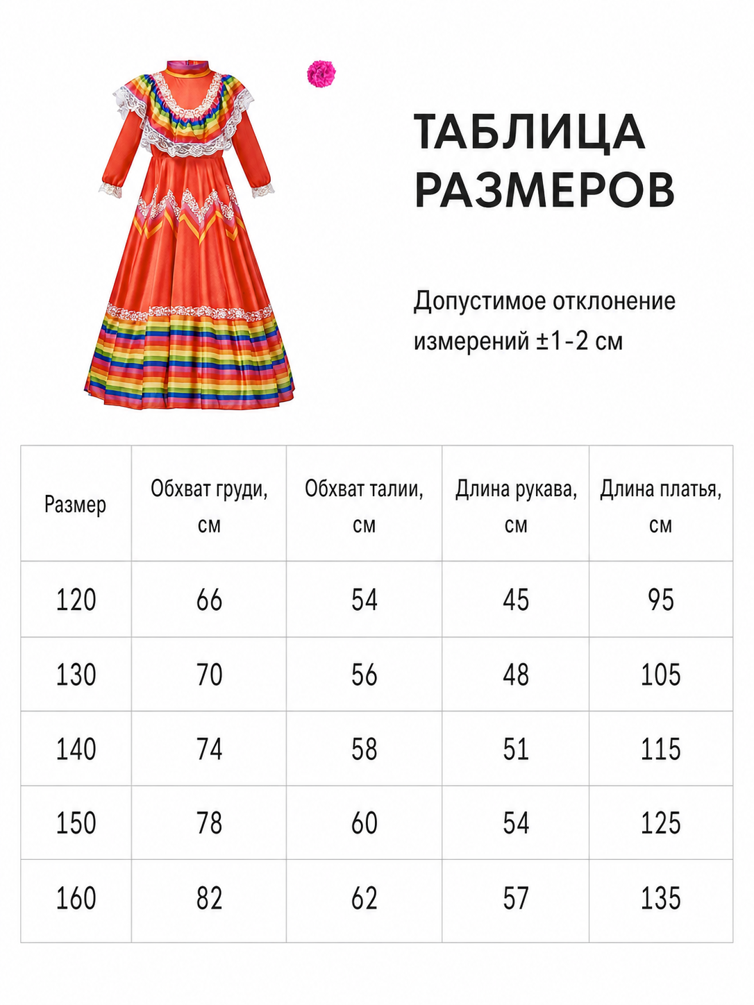 Folk Dress with Ruffles and Rainbow Inserts