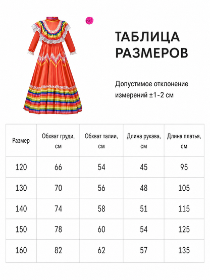 Folk Dress with Ruffles and Rainbow Inserts