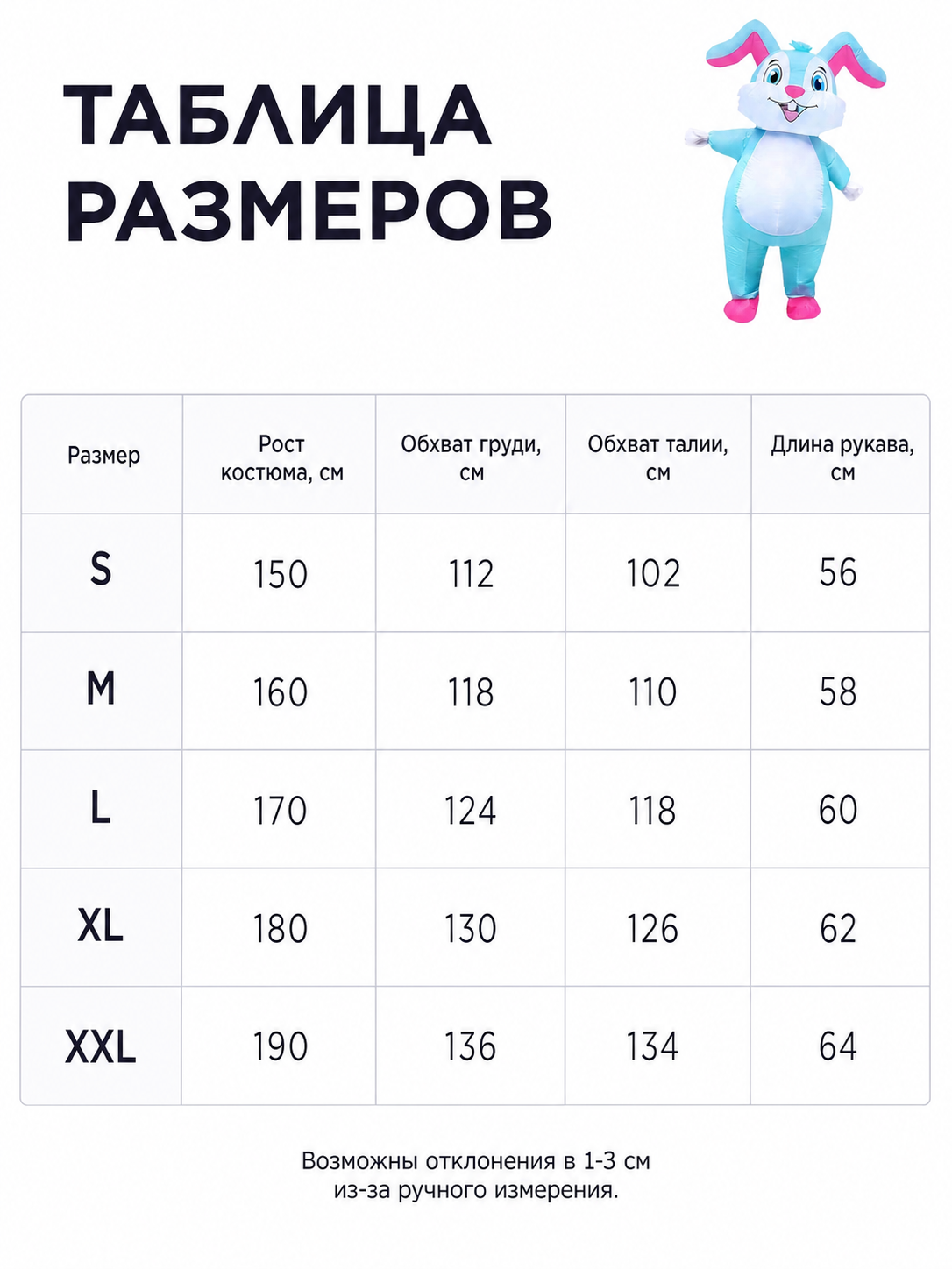 Full-body rabbit costume in a cartoon character style for Easter celebrations, costume parties, and performances. The look is done in light blue and white, with a white muzzle and oval belly patch accented by bright pink inner ears, nose, a