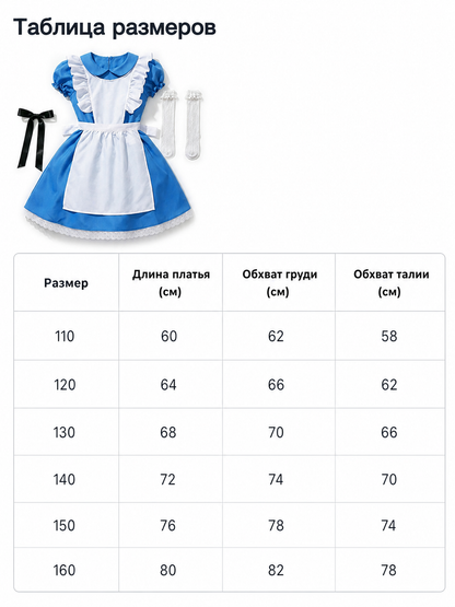Blue and White Alice Costume Dress with Accessories
