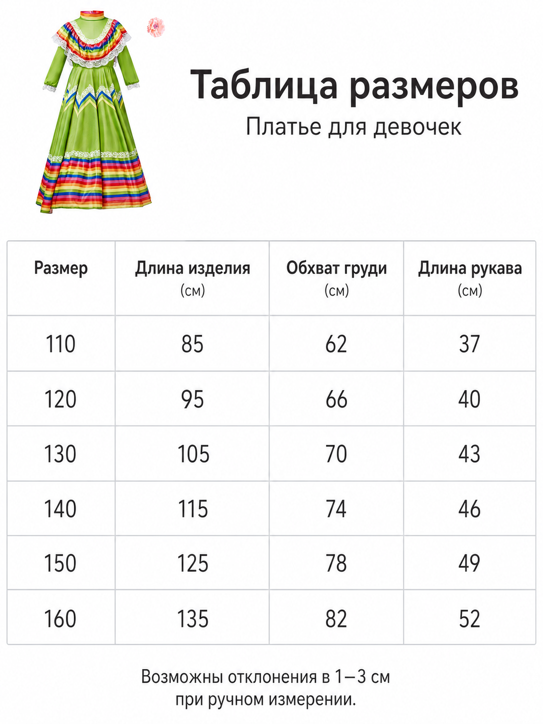 Bright folk dress with a full skirt and lace
