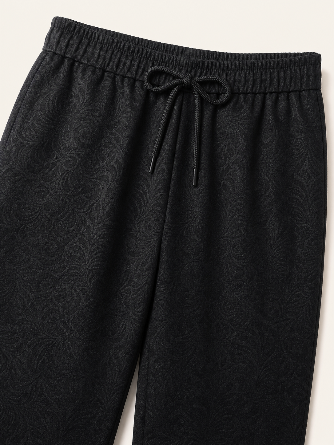 Men's Black Straight-Leg Jacquard Pants