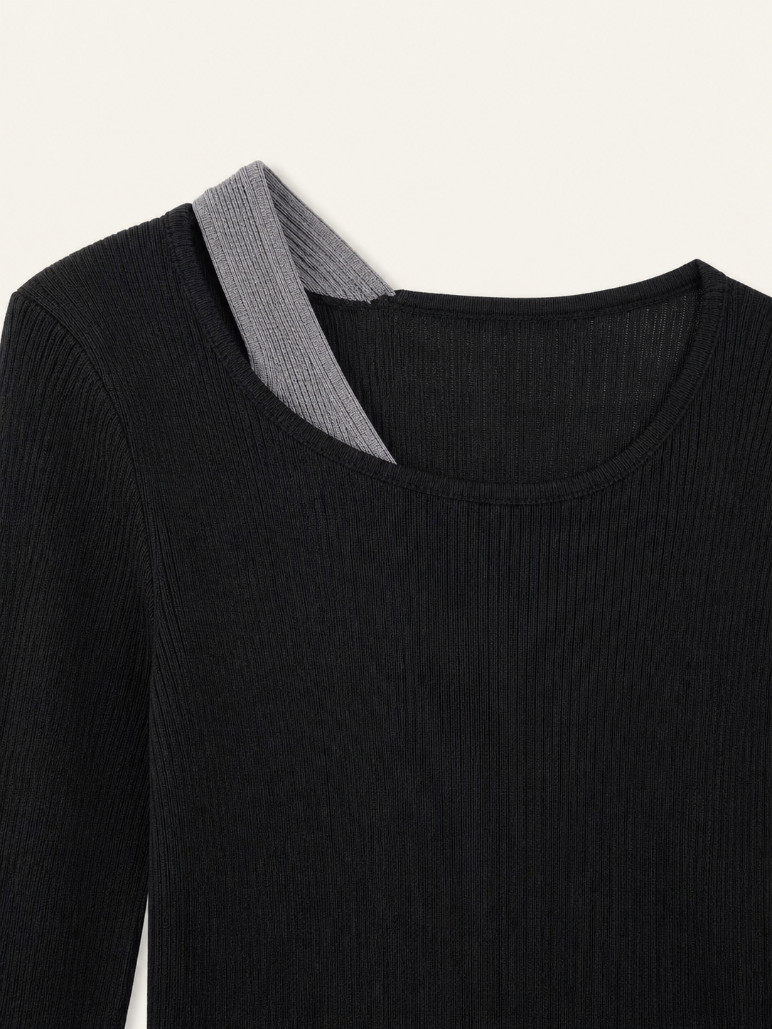 Layered long-sleeve top with contrast trim