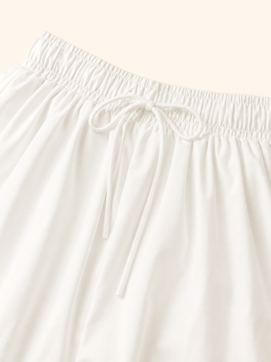 Women's White Balloon Shorts with Elastic Waistband
