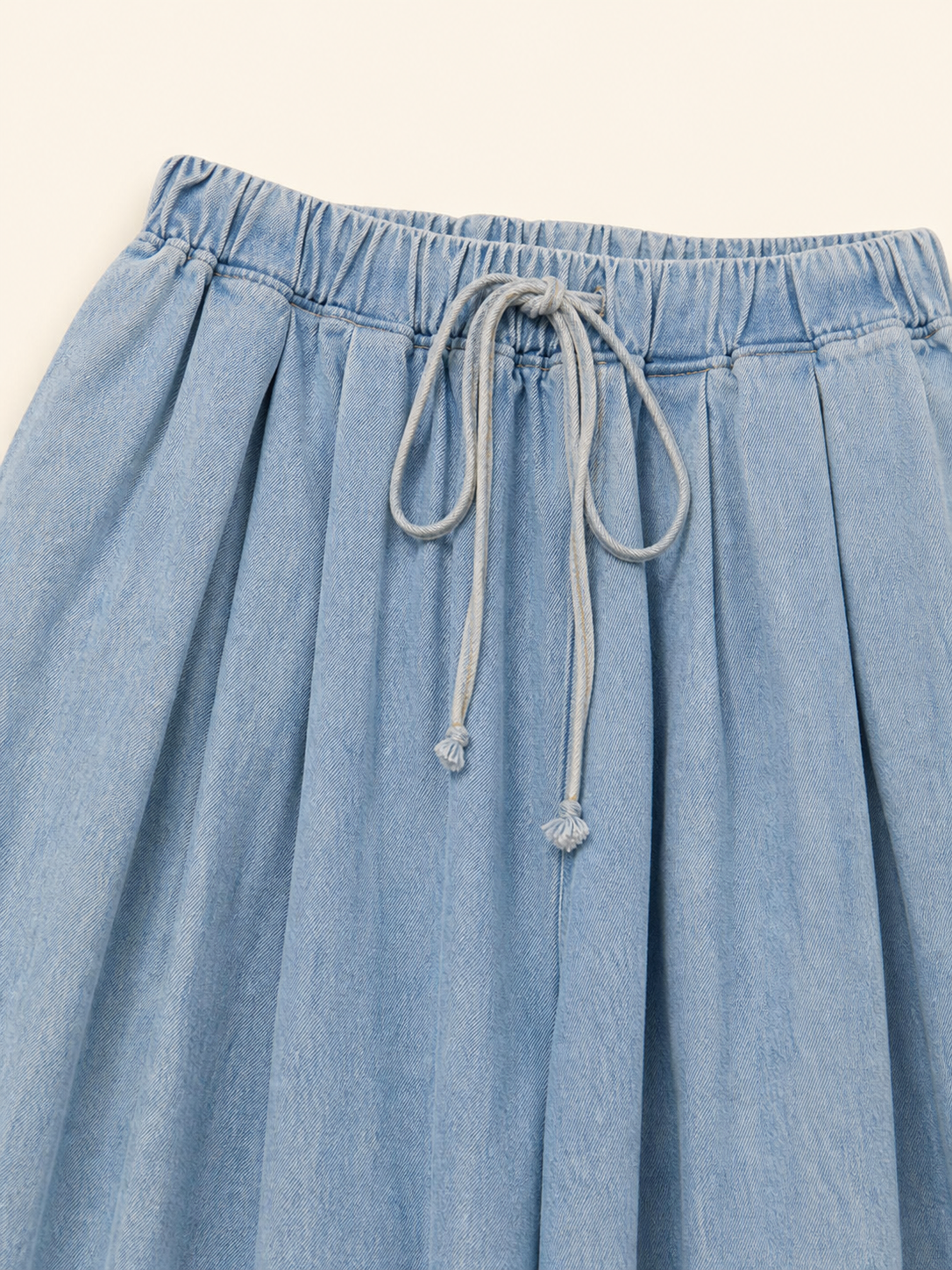 Light Blue Wide-Leg Jeans with Drawstring