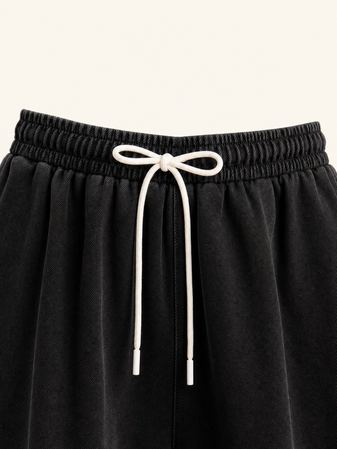 Wide Black Drawstring Pants with Pockets