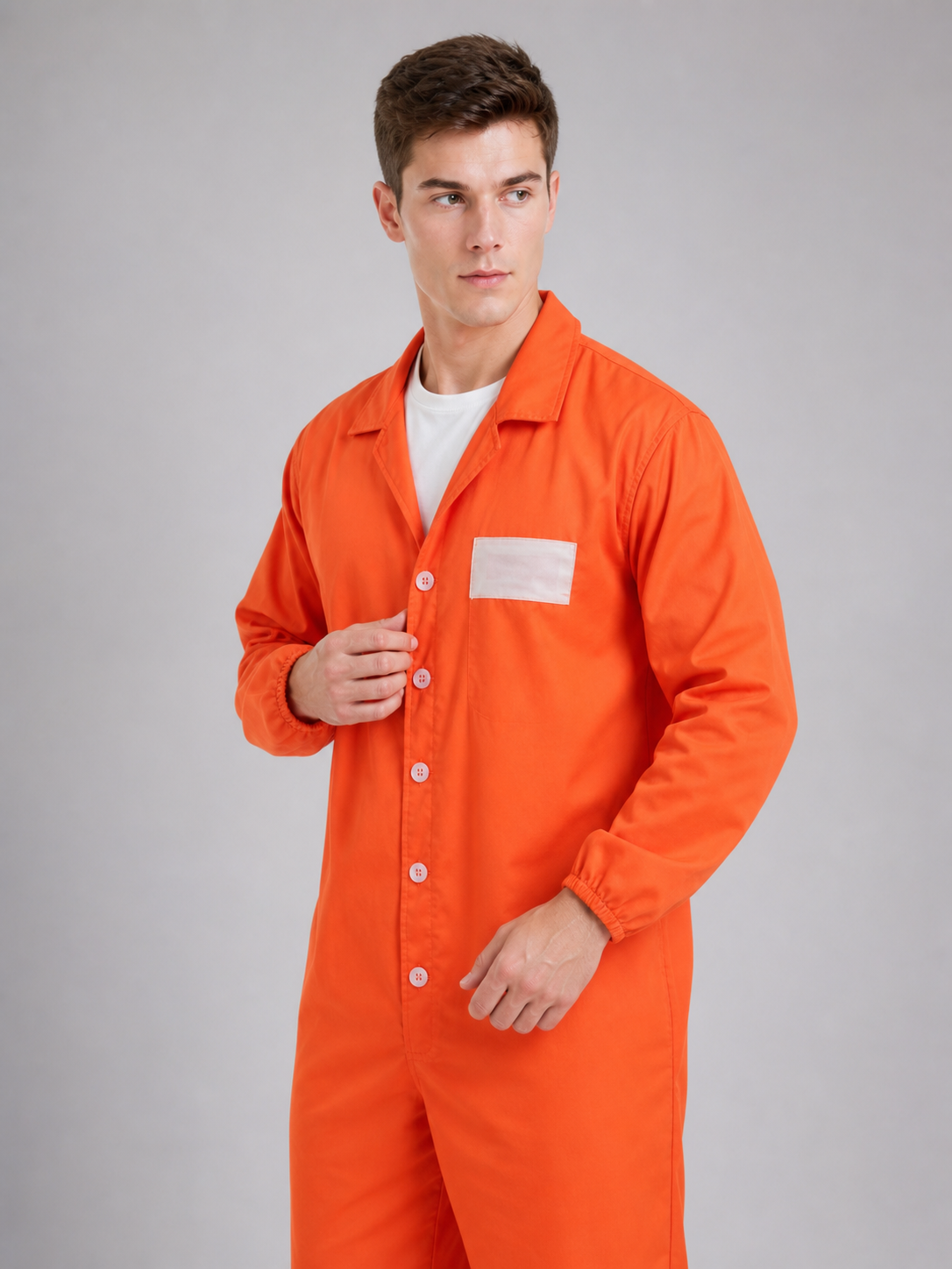 Orange collared work coverall jumpsuit product view 19