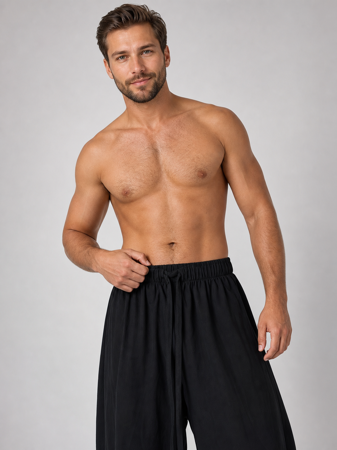 Black cropped elastic-waist pants product view 19