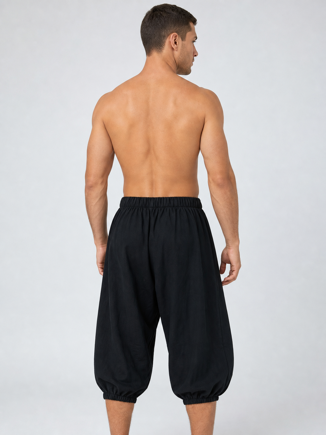 Black cropped elastic-waist pants product view 18