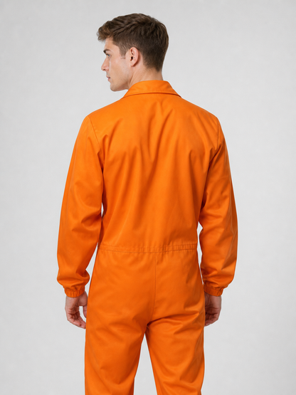 Orange long-sleeve jumpsuit with chest patch product view 27