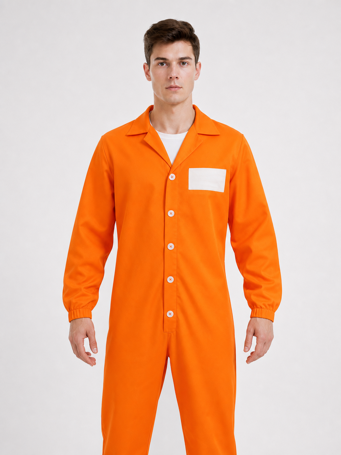 Orange long-sleeve jumpsuit with chest patch product view 23
