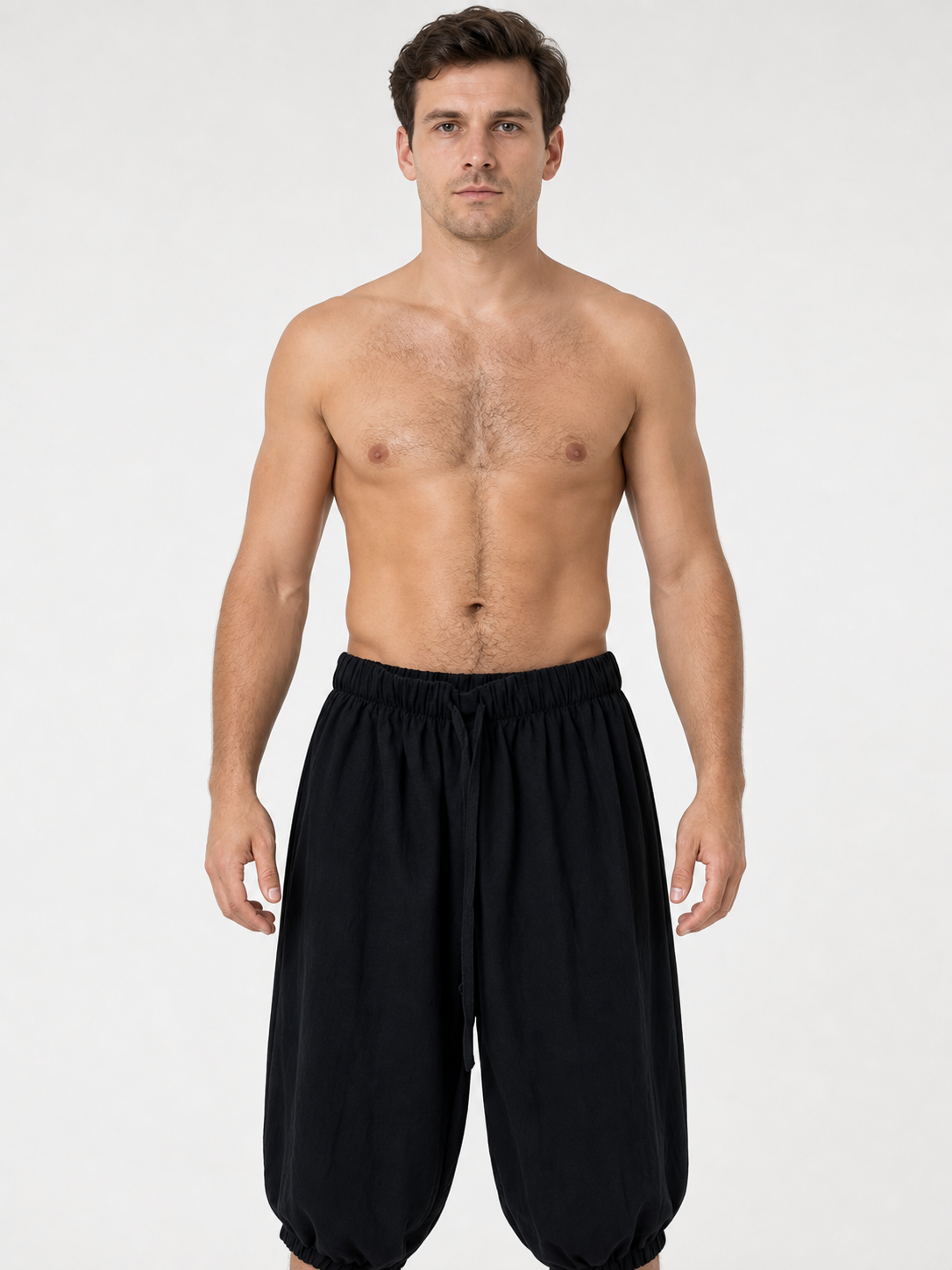 Black cropped elastic-waist pants product view 17