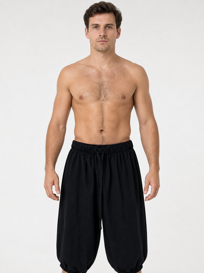Black cropped elastic-waist pants product view 17