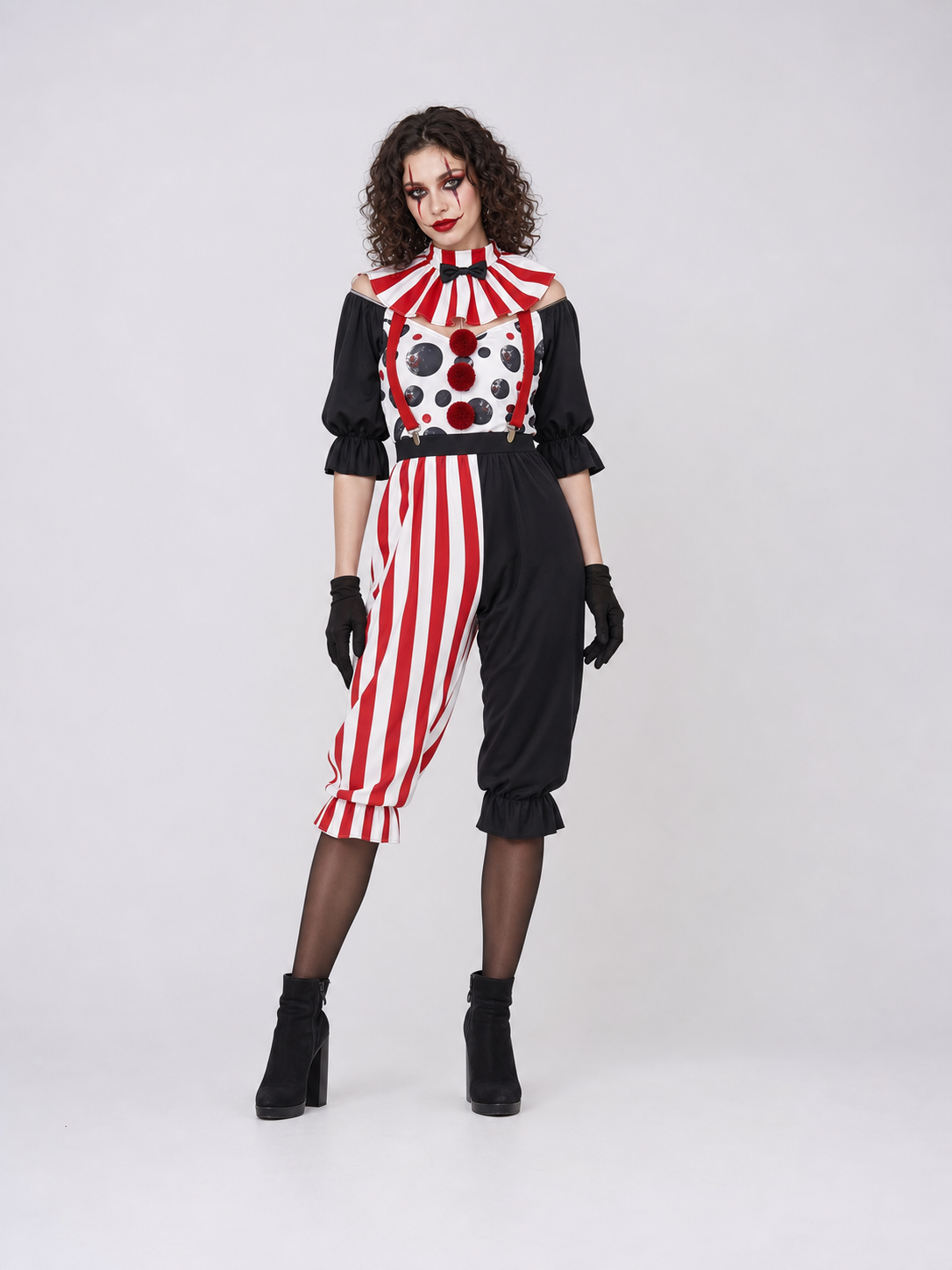 Halloween Clown Costume with Collar and Gloves