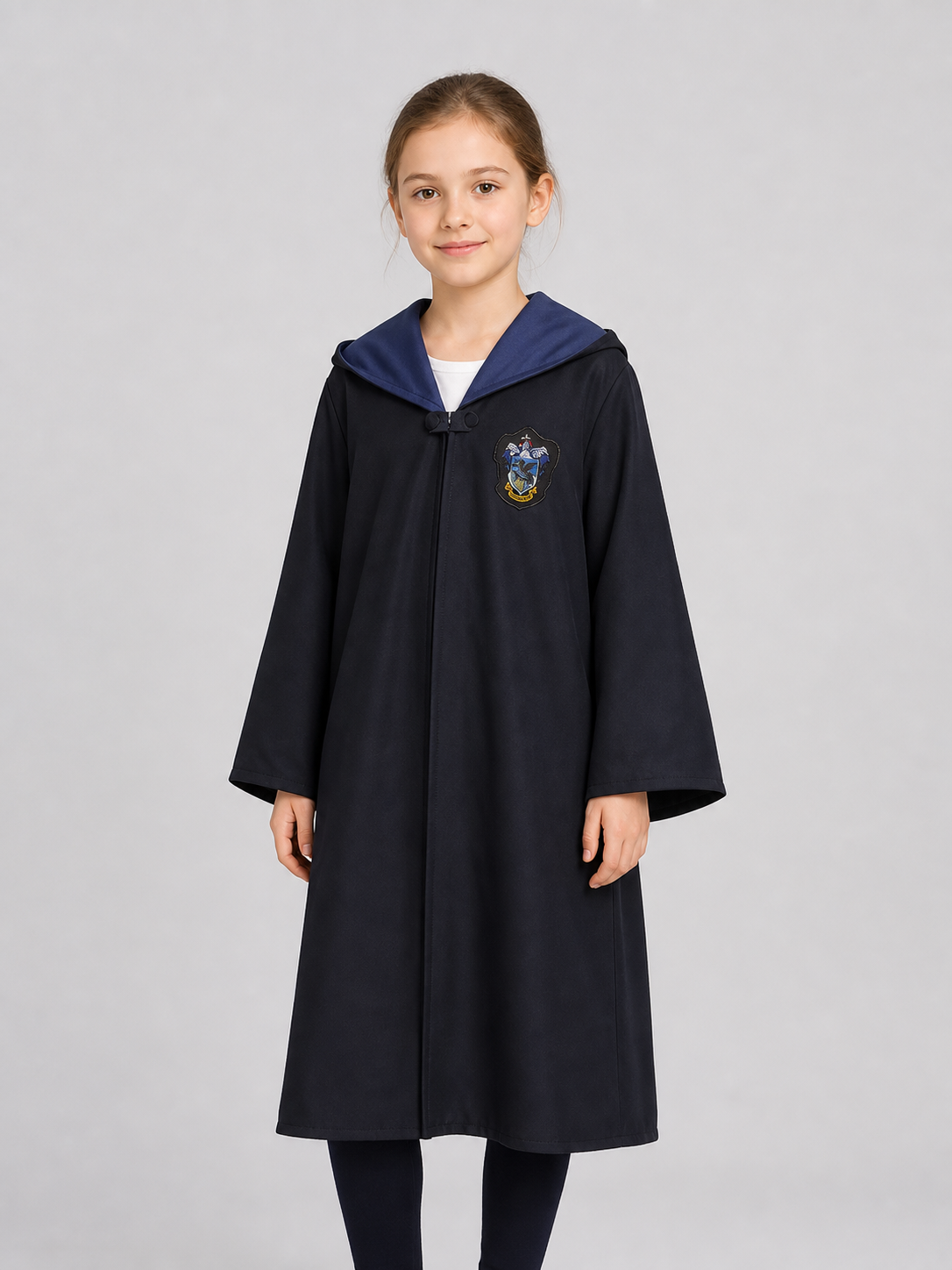 Long Hooded Wizard Robe with Emblem Patch