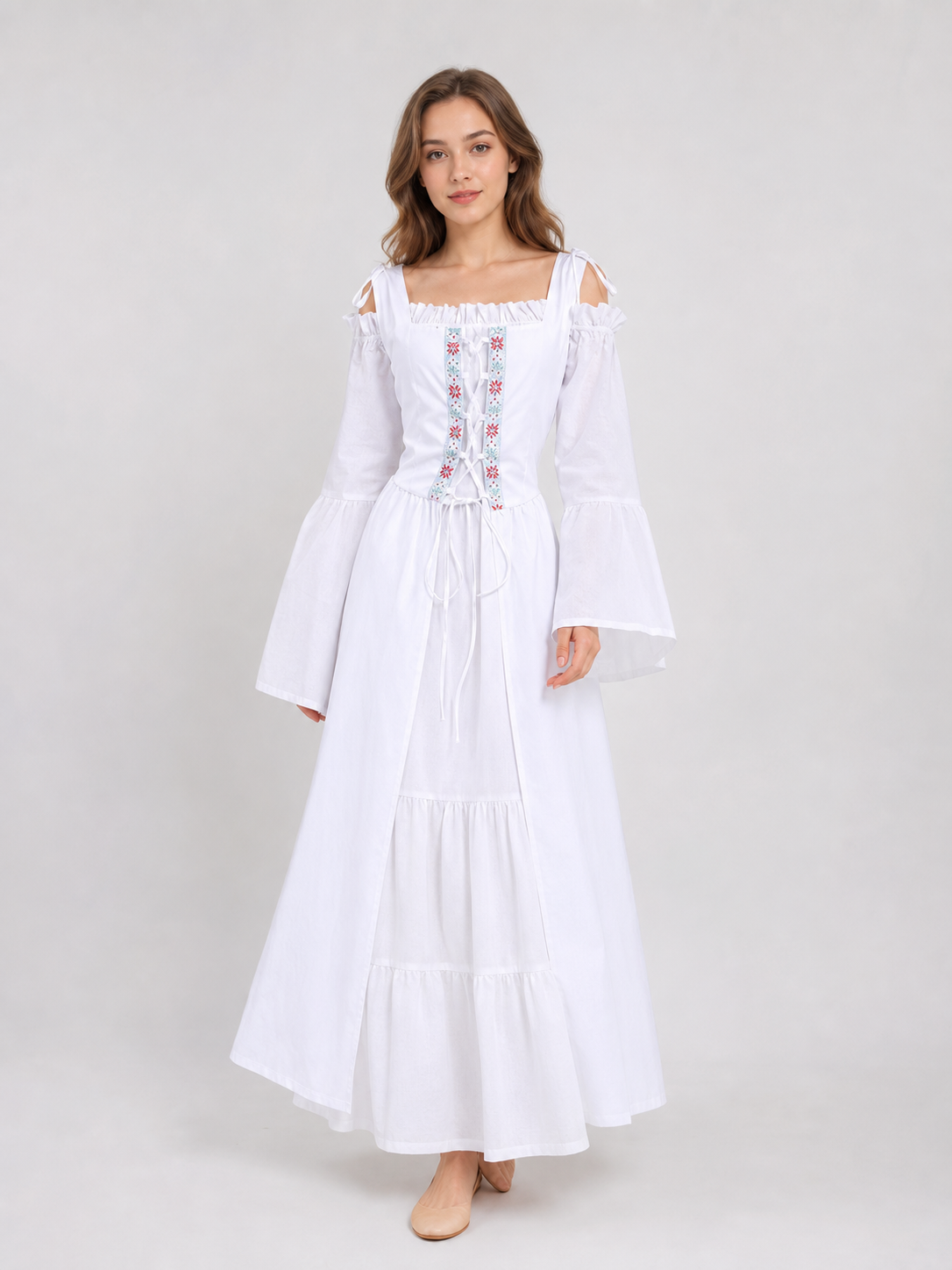 White Palace-Style Cosplay Costume with Corset Bodice