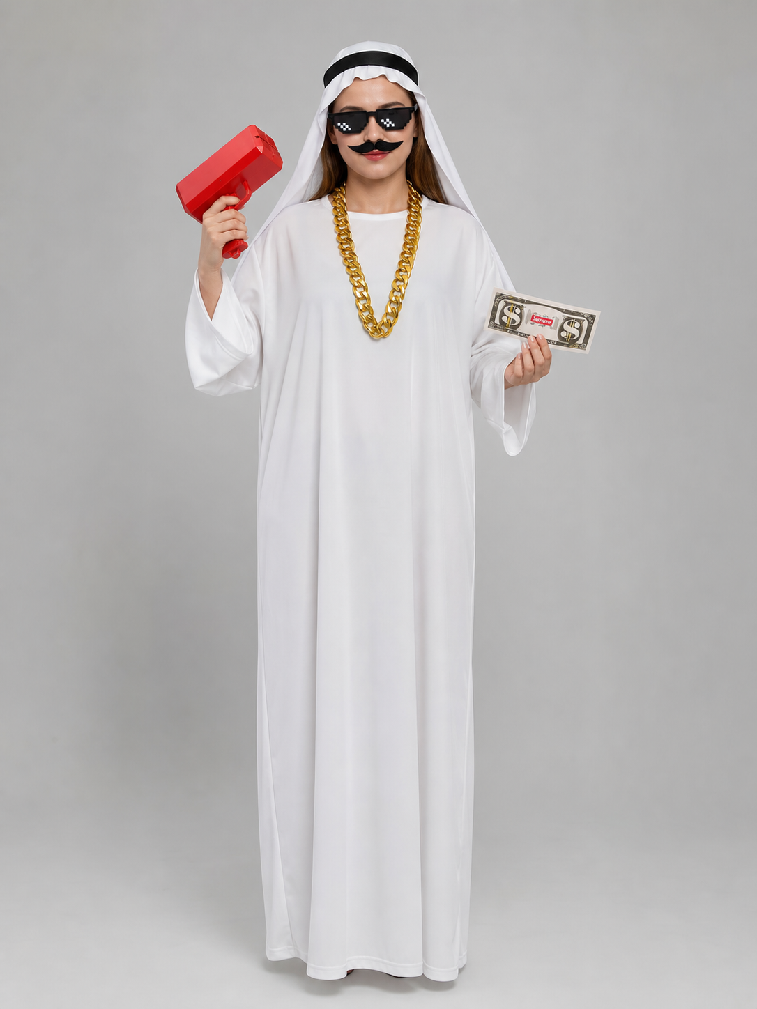 Arabian-style carnival costume with robe and accessories