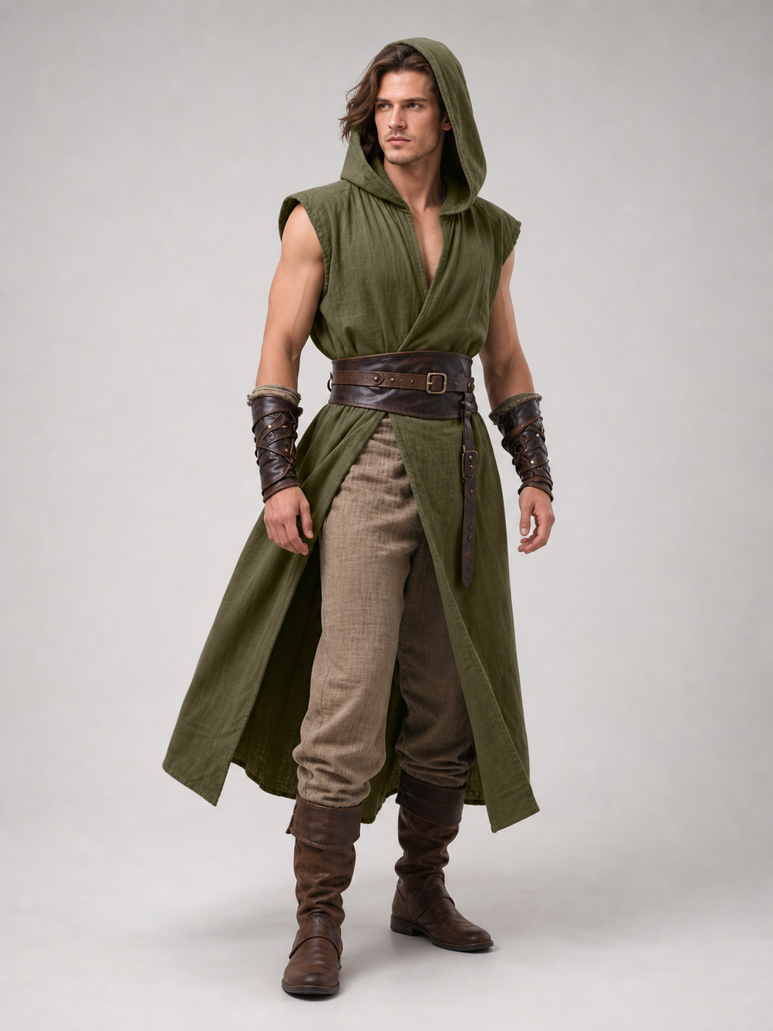 Medieval Cosplay Hooded Tunic with Belt