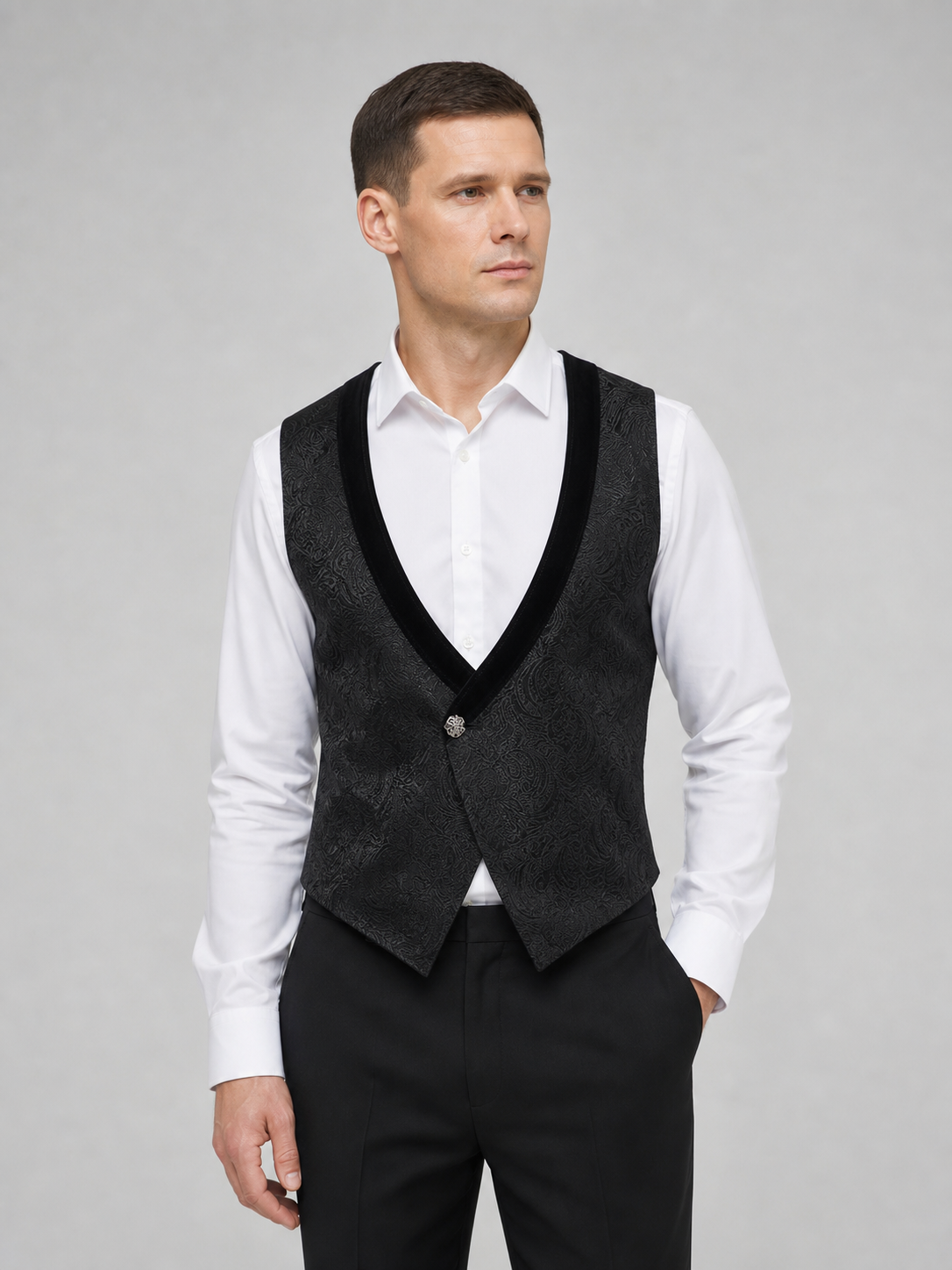 Black Jacquard Vest for Halloween