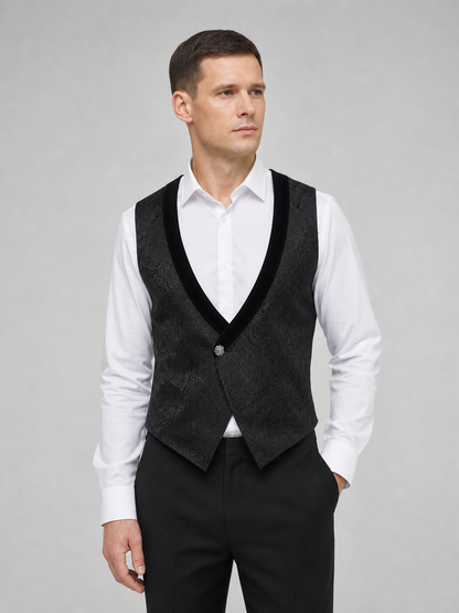Black Jacquard Vest for Halloween