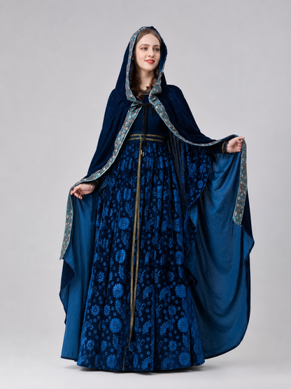 Queen cosplay costume with hood and cape
