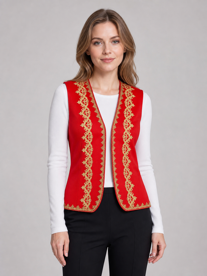 Embroidered Carnival Vest for Halloween, Red