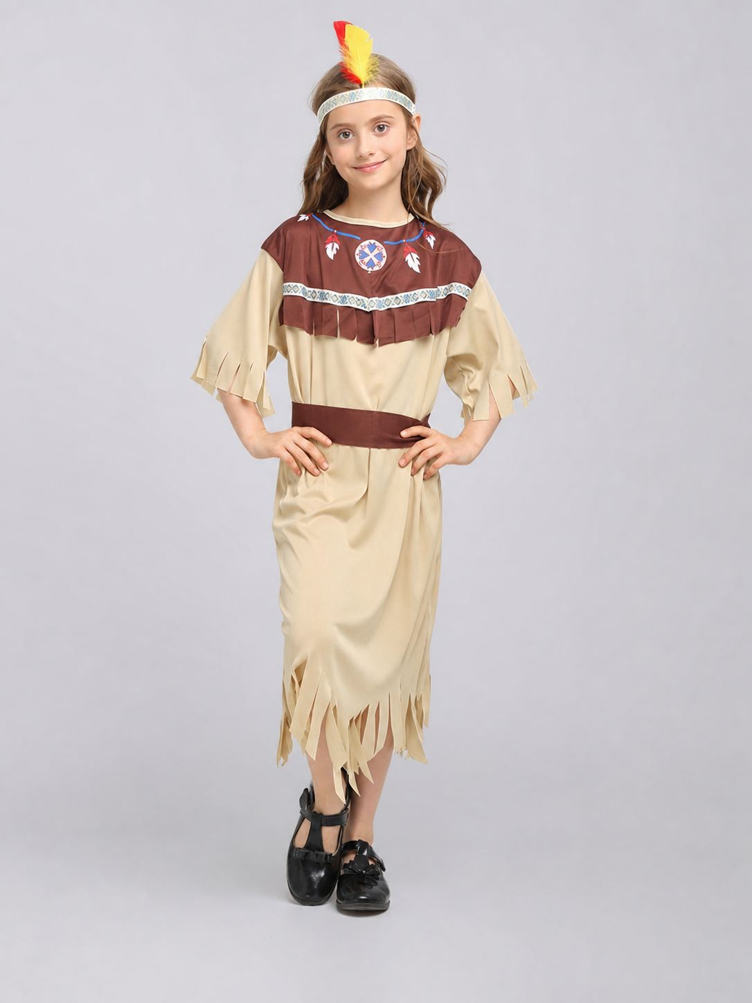 Native American-style carnival costume with dress