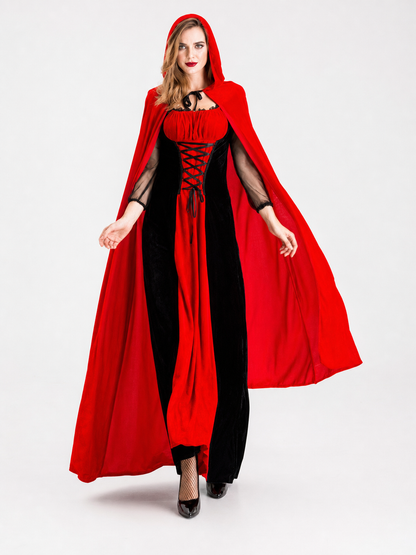 Little Red Riding Hood Costume with Hooded Cape and Dress