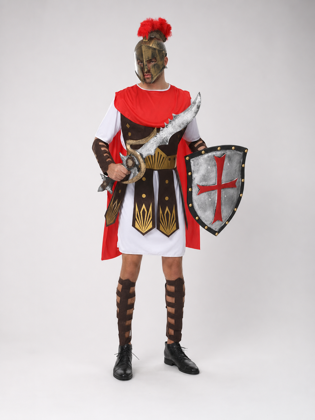 Roman warrior costume with shield and sword for cosplay