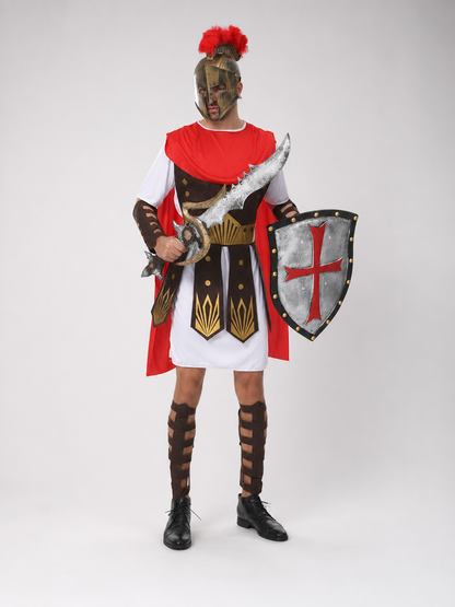 Roman warrior costume with shield and sword for cosplay