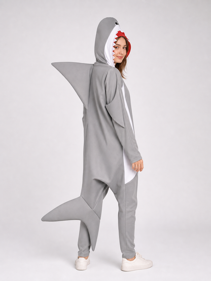 Adult Shark Jumpsuit Costume with Hood