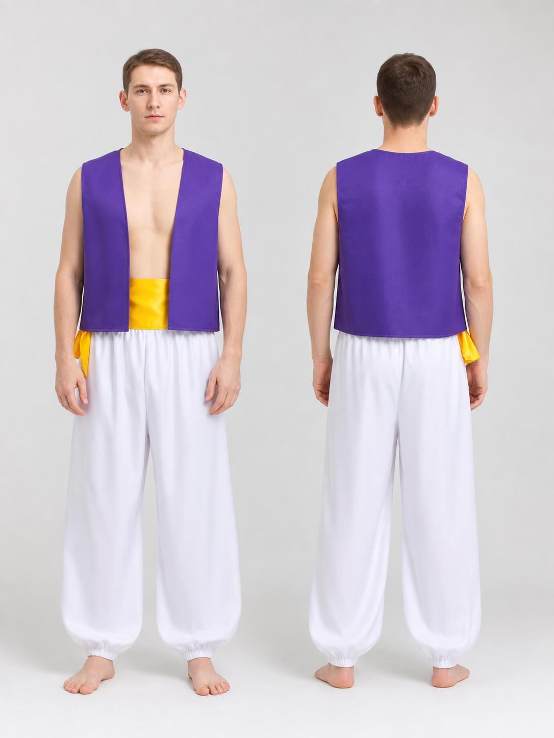 Aladdin Costume with Vest, Harem Pants, and Sash
