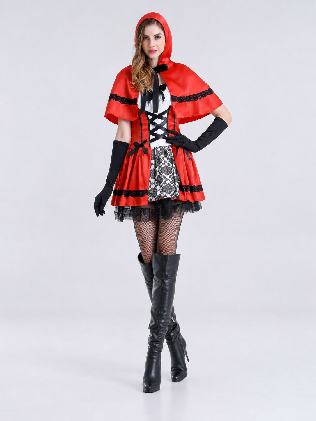 Little Red Riding Hood Costume with Hood and Gloves