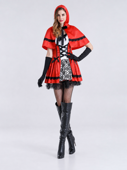 Little Red Riding Hood Costume with Hood and Gloves