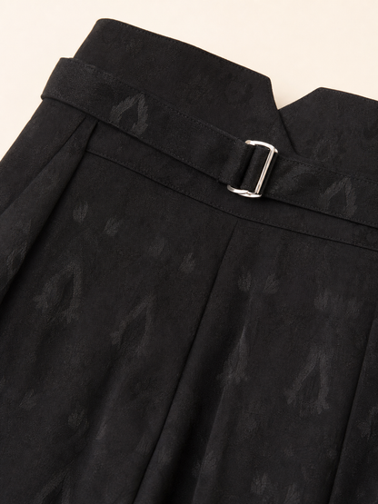Straight-Leg Pants with Jacquard Pattern