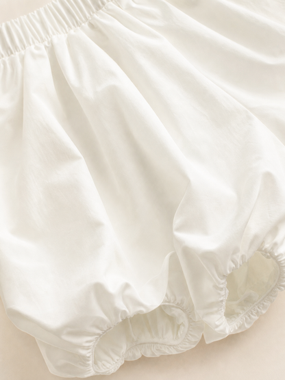 Women's White Balloon Shorts with Elastic Waistband