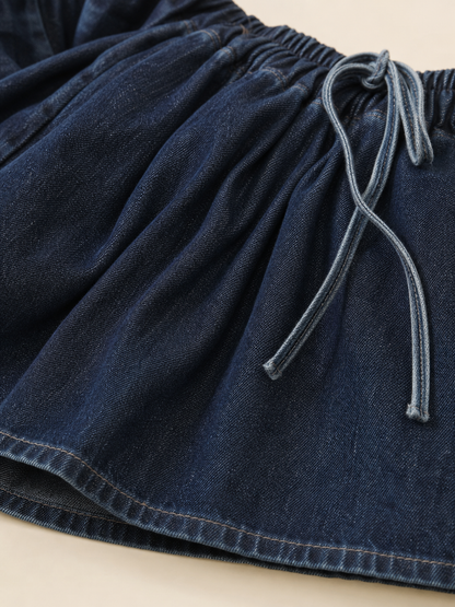 Dark Blue High-Waisted Wide-Leg Jeans