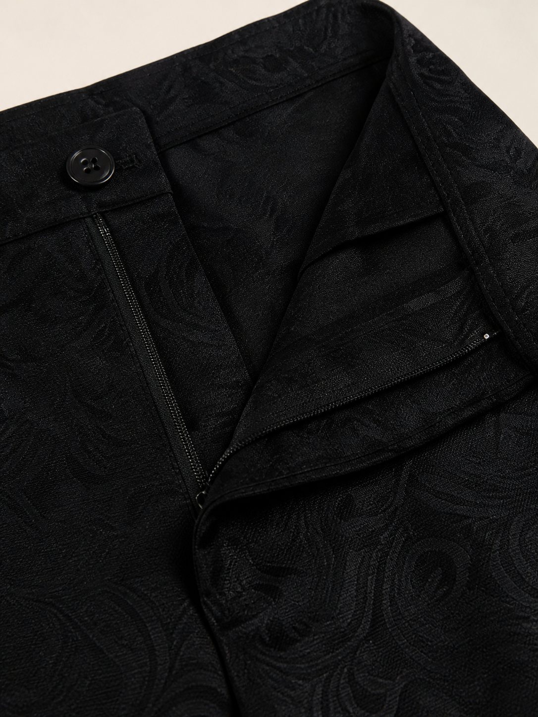 Men's Black Straight-Leg Jacquard Pants