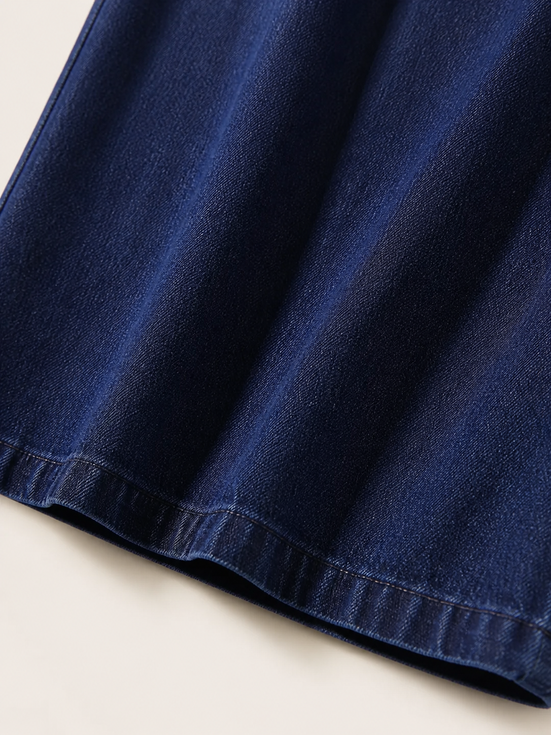 Wide-leg dark navy pants with drawstring