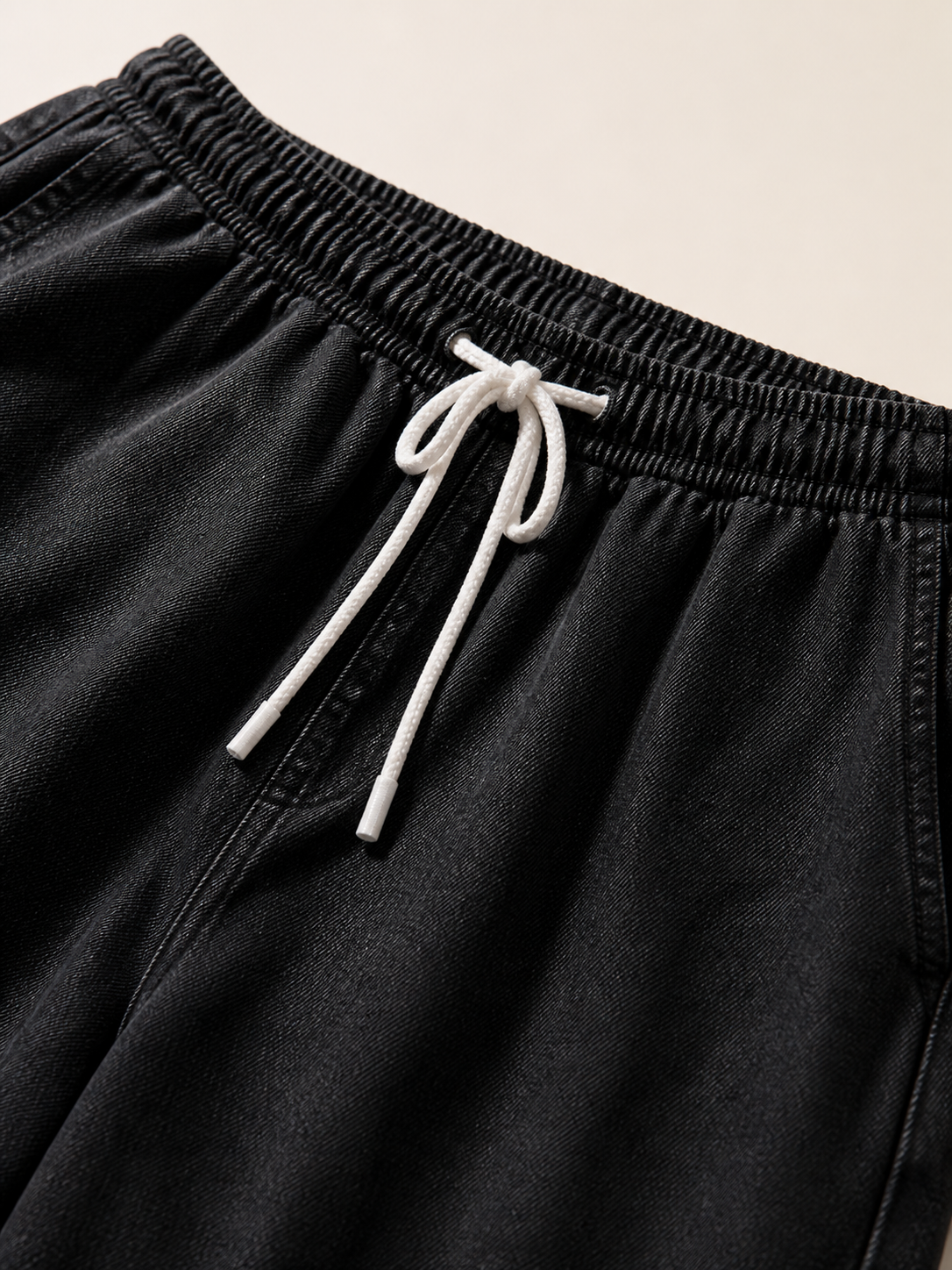 Wide Black Drawstring Pants with Pockets