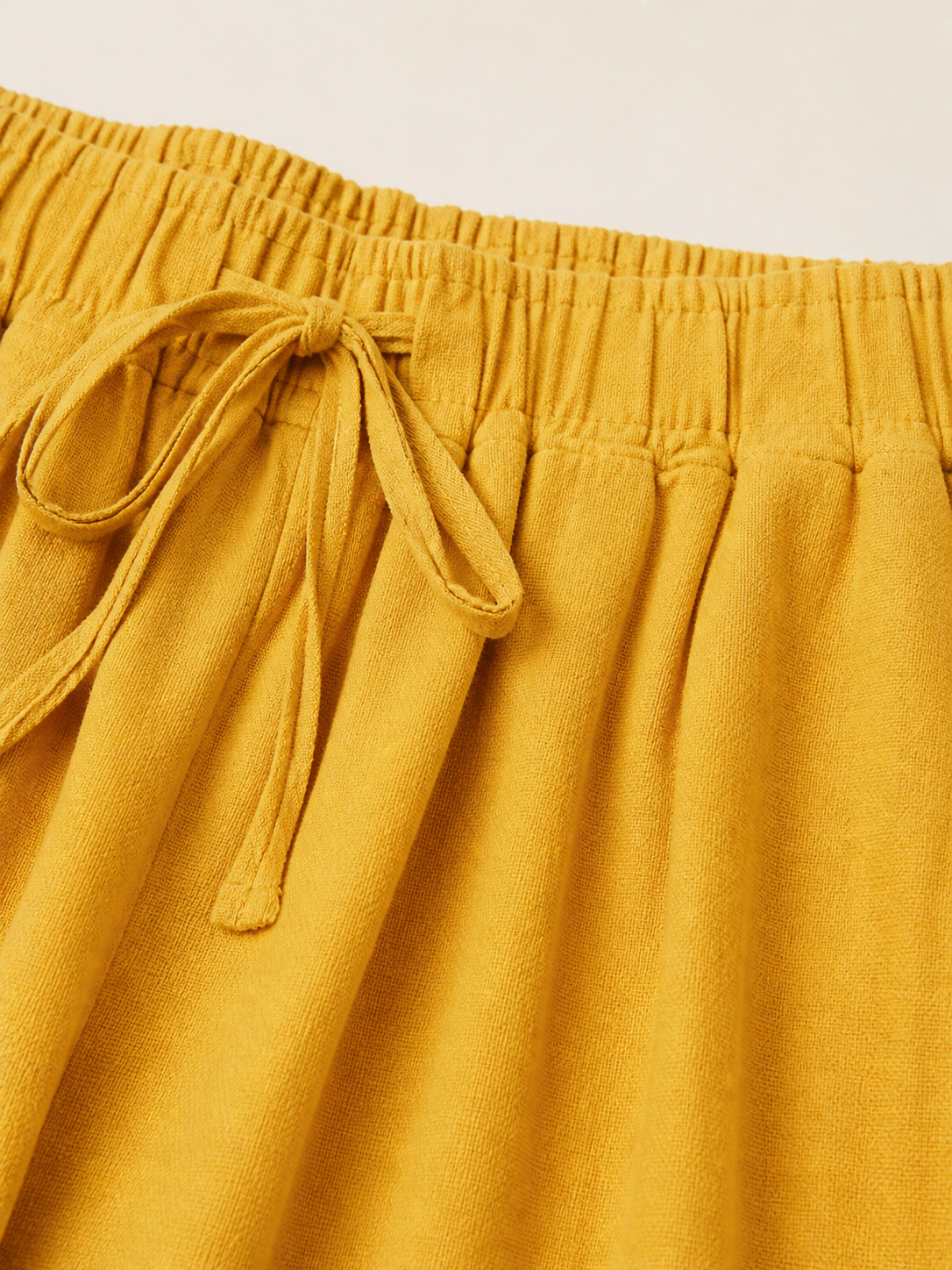 Wide-Leg Yellow High-Waisted Pants with Drawstring
