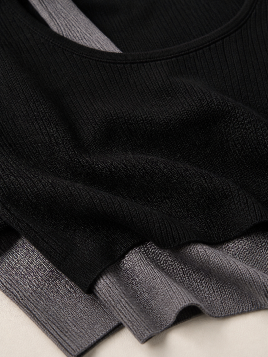 Layered long-sleeve top with contrast trim