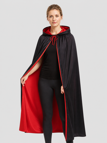 Black and Red Reversible Hooded Cloak for Cosplay